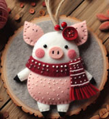 Felt Wool Scandinavian ornaments sewing pattern of dala pig